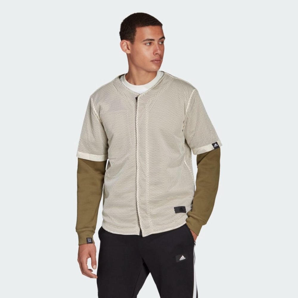 Adidas Sportswear Baseball Mens Reversible Track Top Olive Green GT3740 NEW Sz L - Picture 2 of 8
